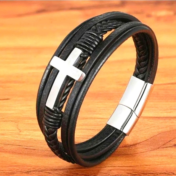 Other - Fashion MultiLayer Stainless Steel Fashion Men's Leather Bracelet